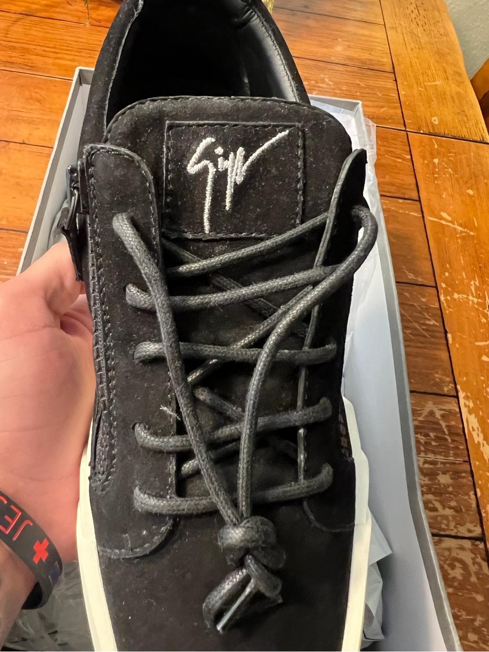 Giuseppe Zanotti Black & White Low-Top Suede Sneakers - Picture 2 of 11